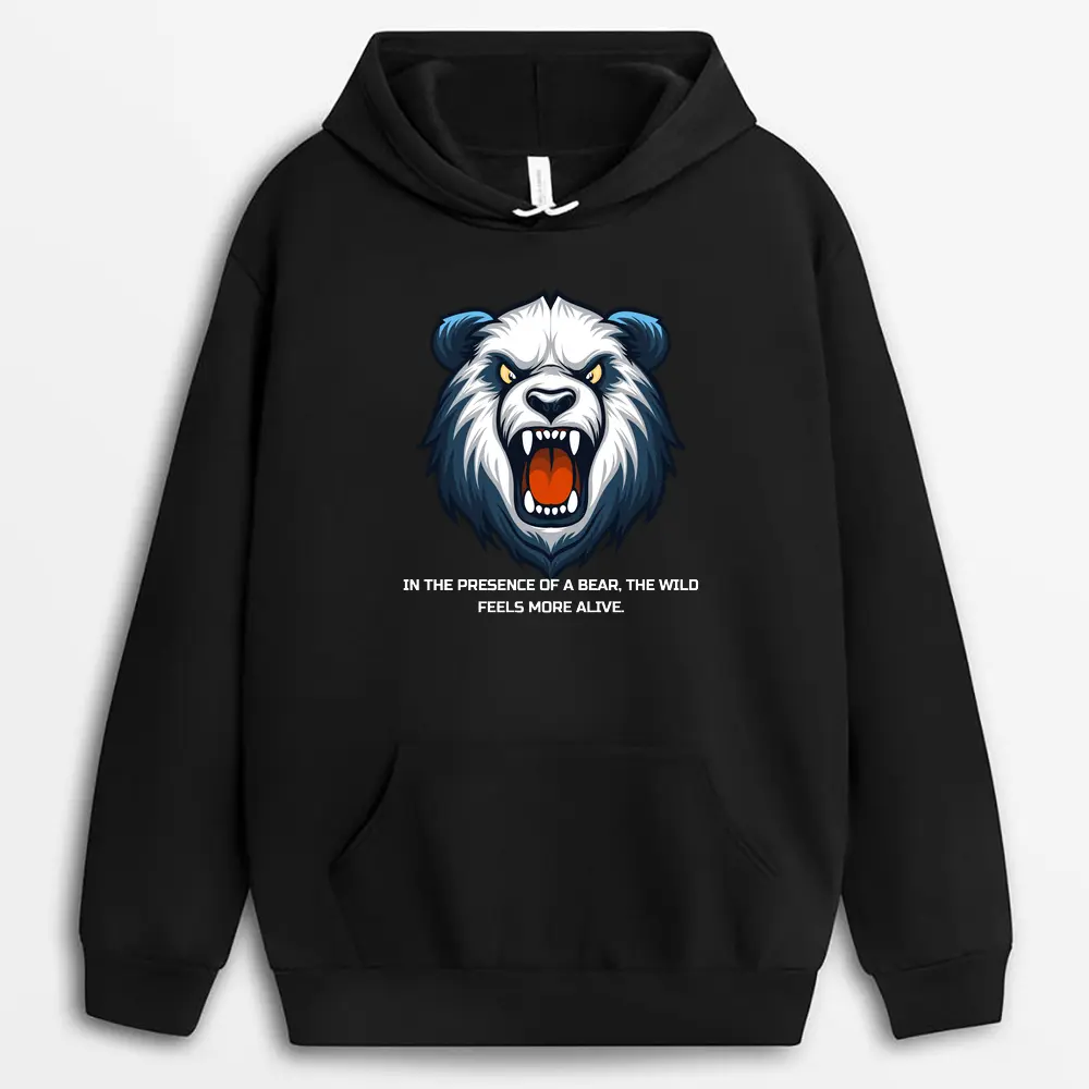 In The Presence Of A Bear The Wild Feels More Alive Gnarxtee Hoodie - Black