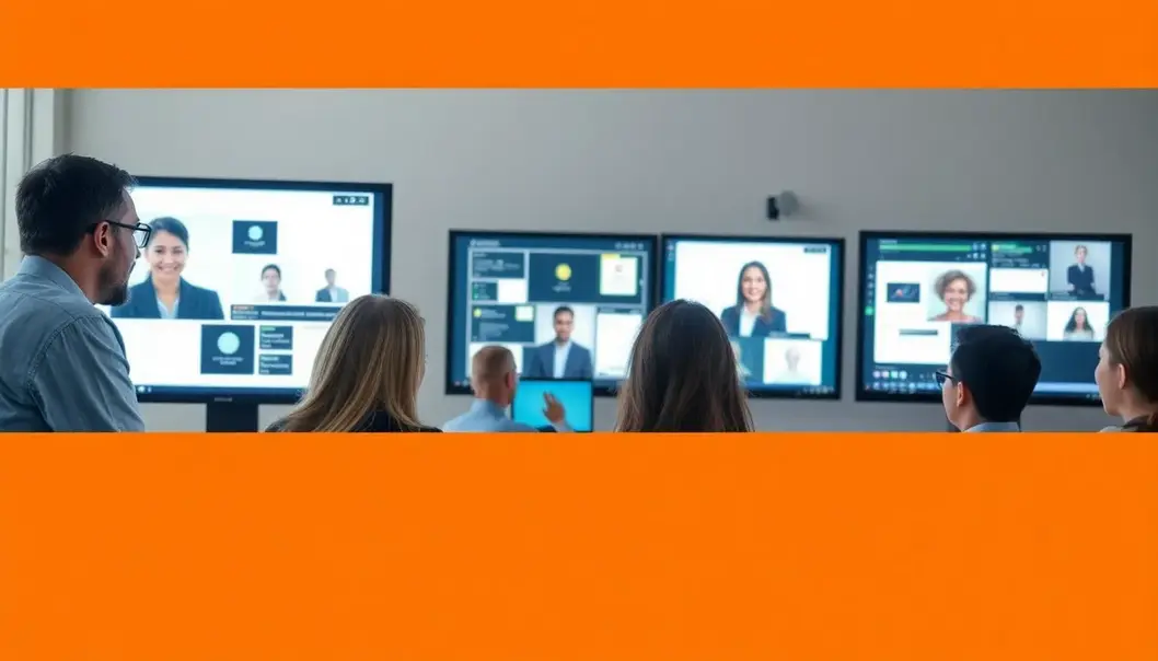 Professionals engaging with interactive online learning elements.