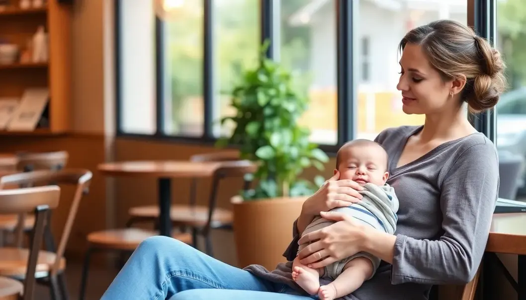 A nursing-friendly top provides both style and function for new moms.